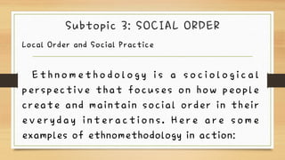 ETHNOMETHODOLOGY: Garfinkel's study of social order | PDF