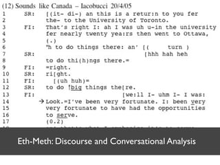 Eth-Meth: Discourse and Conversational Analysis
 