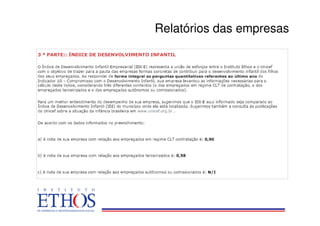 Relatórios das empresas
 