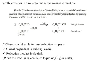  This reaction is similar to that of the cannizaro reaction.
 Were parallel oxidation and reduction happens.
 Oxidation product is carboxylic acid.
 Reduction product is alcohol.
(When the reaction is continued to prolong it gives ester).
 