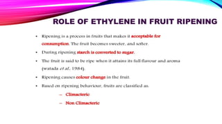 ROLE OF ETHYLENE IN FRUIT RIPENING
 