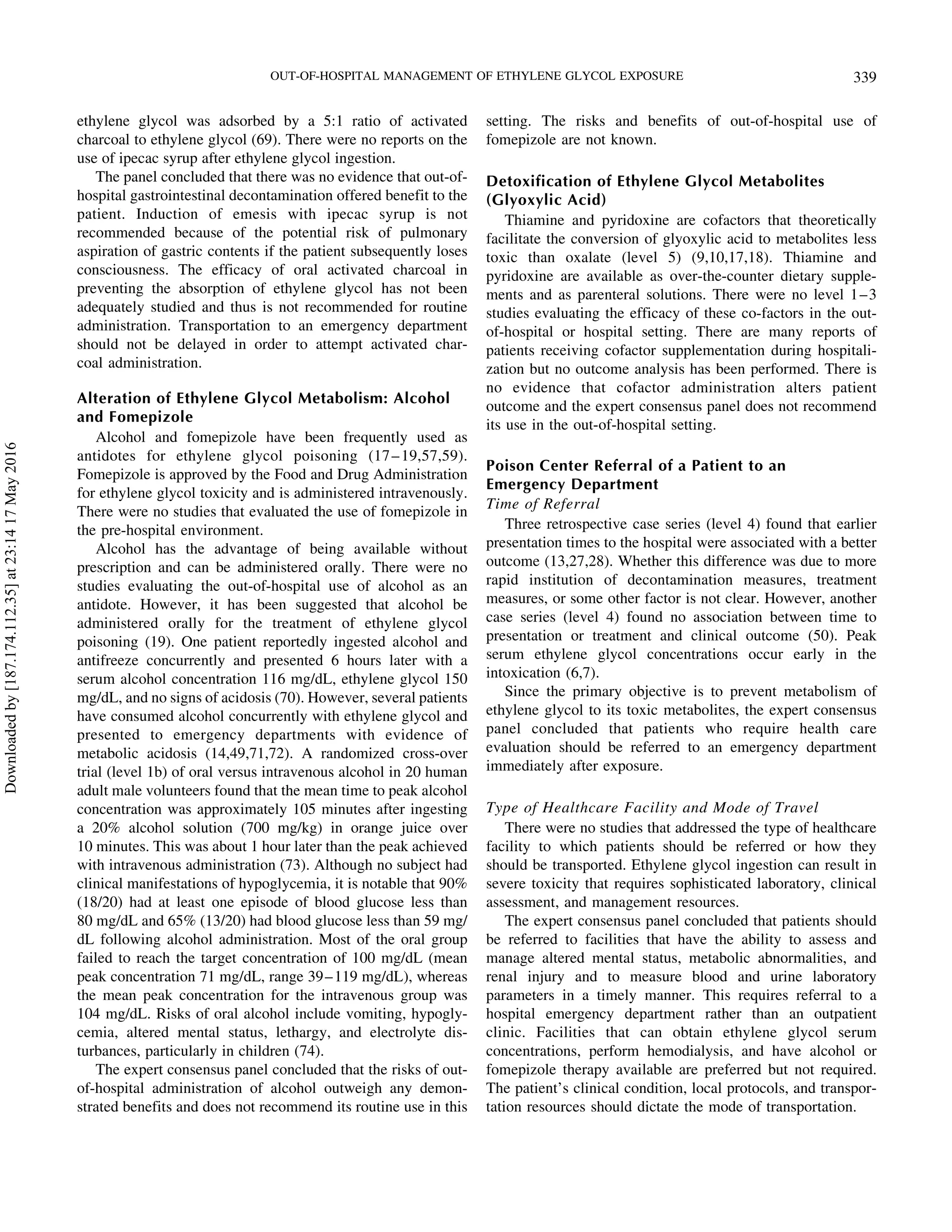 Ethylene glycol exposure an evidence based consensus guideline for out ...