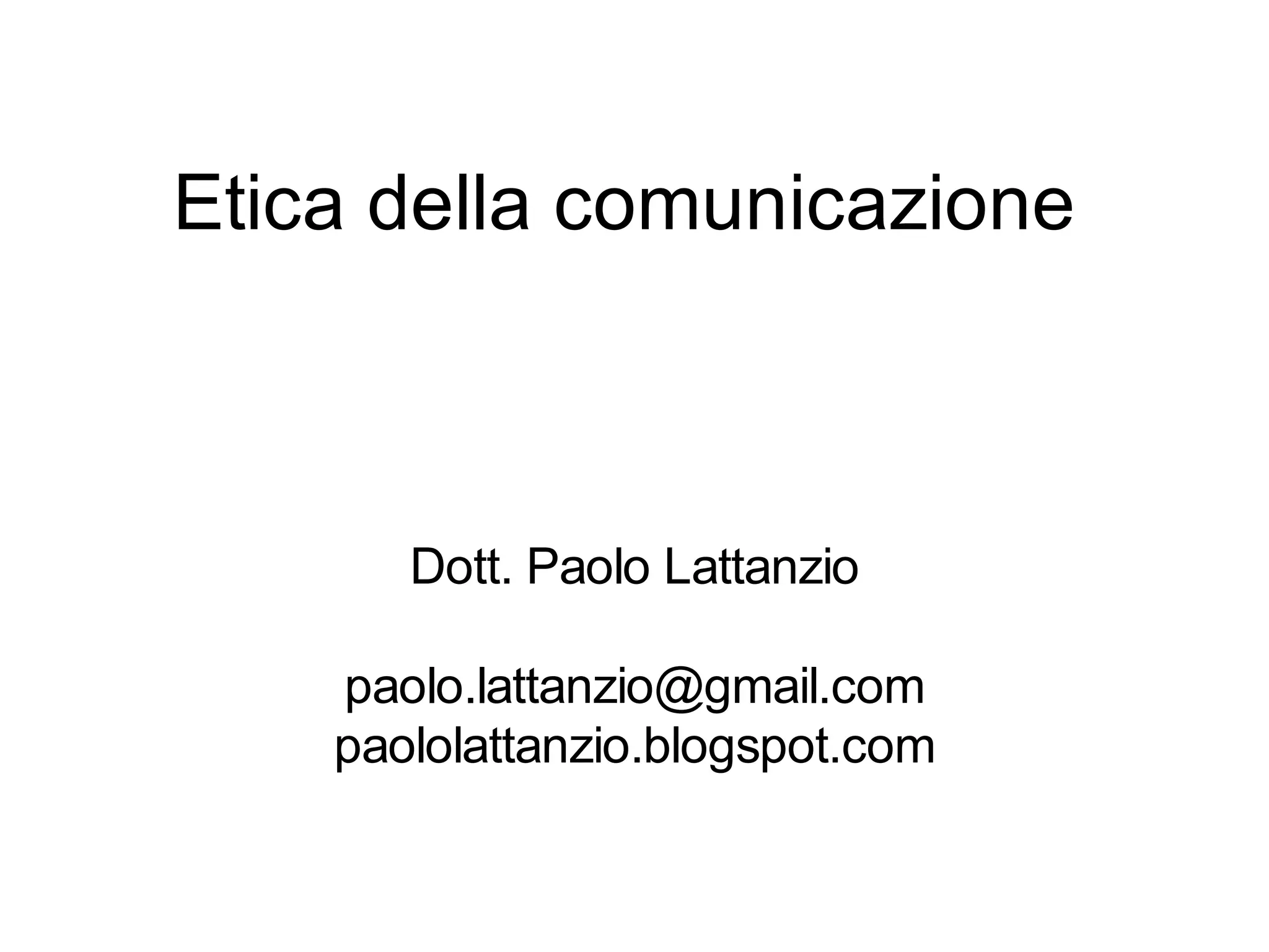 Etica della comunicazione - Lezione 1 | PDF