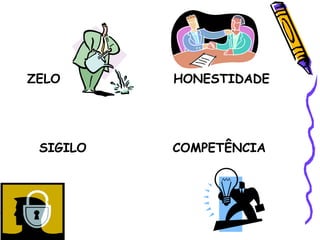 ZELO  HONESTIDADE SIGILO  COMPETÊNCIA 