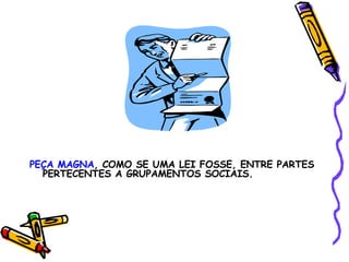 PEÇA MAGNA , COMO SE UMA LEI FOSSE, ENTRE PARTES PERTECENTES A GRUPAMENTOS SOCIAIS. 