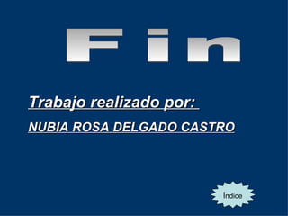 Trabajo realizado por:
NUBIA ROSA DELGADO CASTRO




                         Índice
 