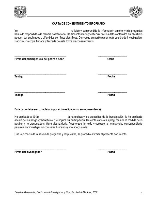 Etica consentimiento informado