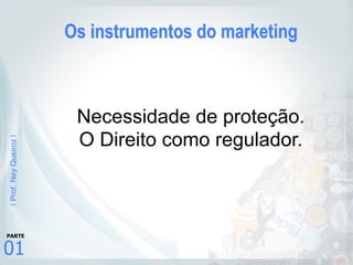 |Prof.NeyQueiroz|
01
PARTE
Os instrumentos do marketing
Necessidade de proteção.
O Direito como regulador.
 