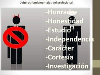 Deberes fundamentales del profesional.
 