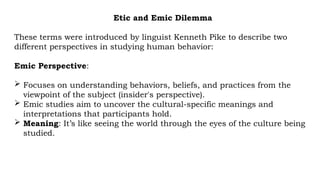 Emic Viewpoint Example Understanding Etic and Emic Perspectives in Cultural Research and ...