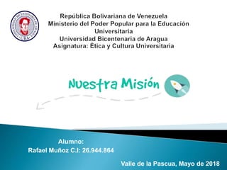 Alumno:
Rafael Muñoz C.I: 26.944.864
Valle de la Pascua, Mayo de 2018
 