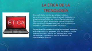 Etica y tecnologia