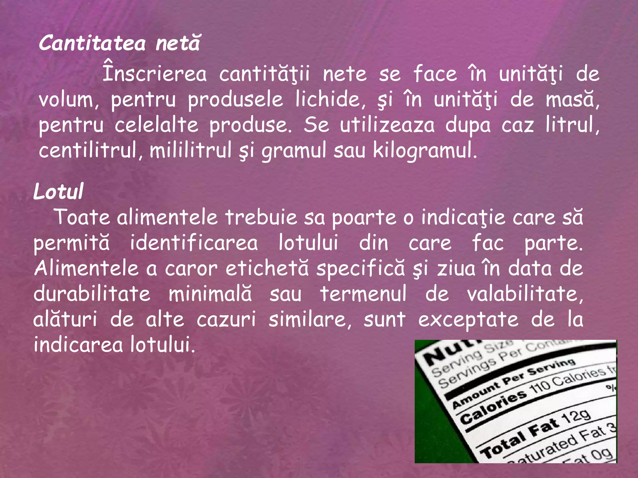 Etichetarea produselor alimentare | PPT