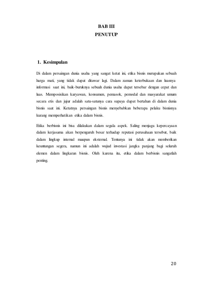 Makalah Etika Bisnis Bisnis Dan Etika Dalam Dunia Modern
