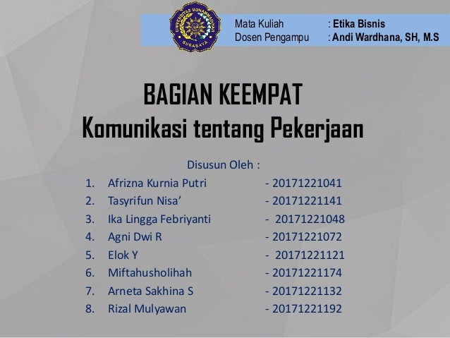 Komunikasi Tentang Pekerjaan