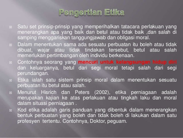 Etika Etika Keusahawanan