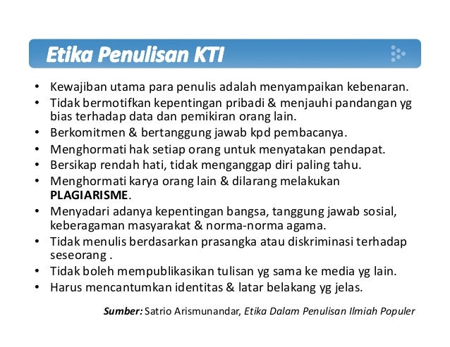 Etika Karya Tulis Ilmiah