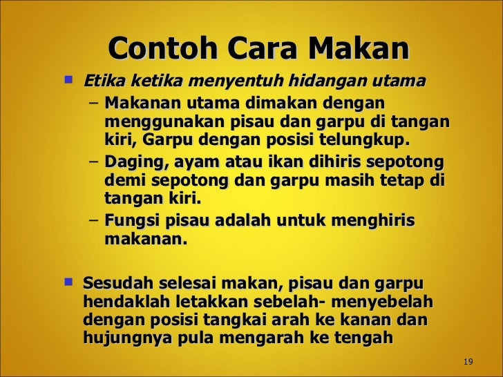 Etika Meja Makan Etika Meja Makan