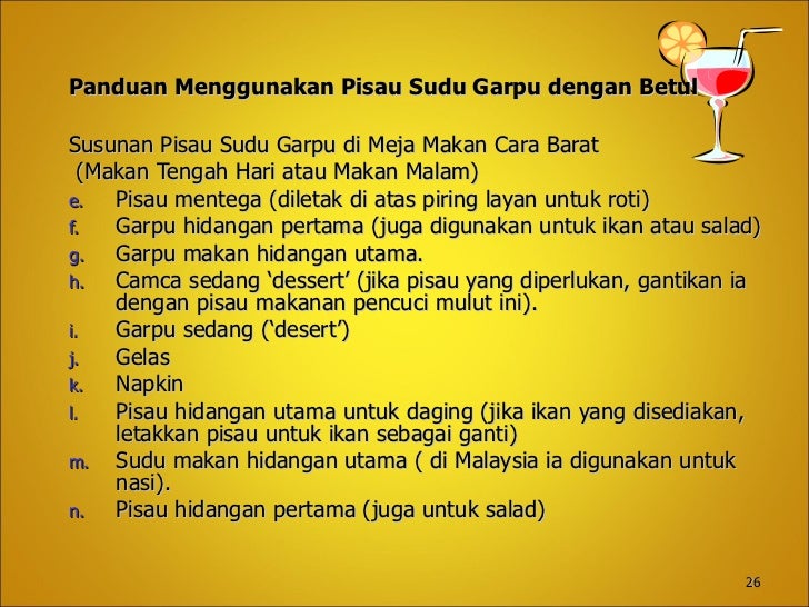Etika Meja Makan Etika Meja Makan