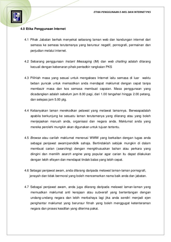 Etika Penggunaan Internet Dan Emel Pks