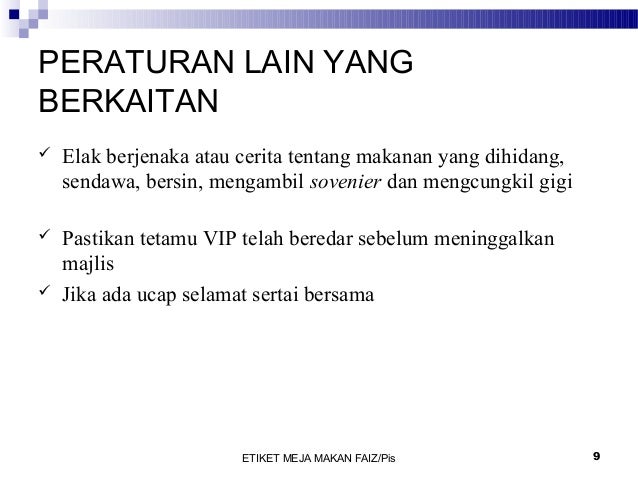 Etiket sosial di meja makan
