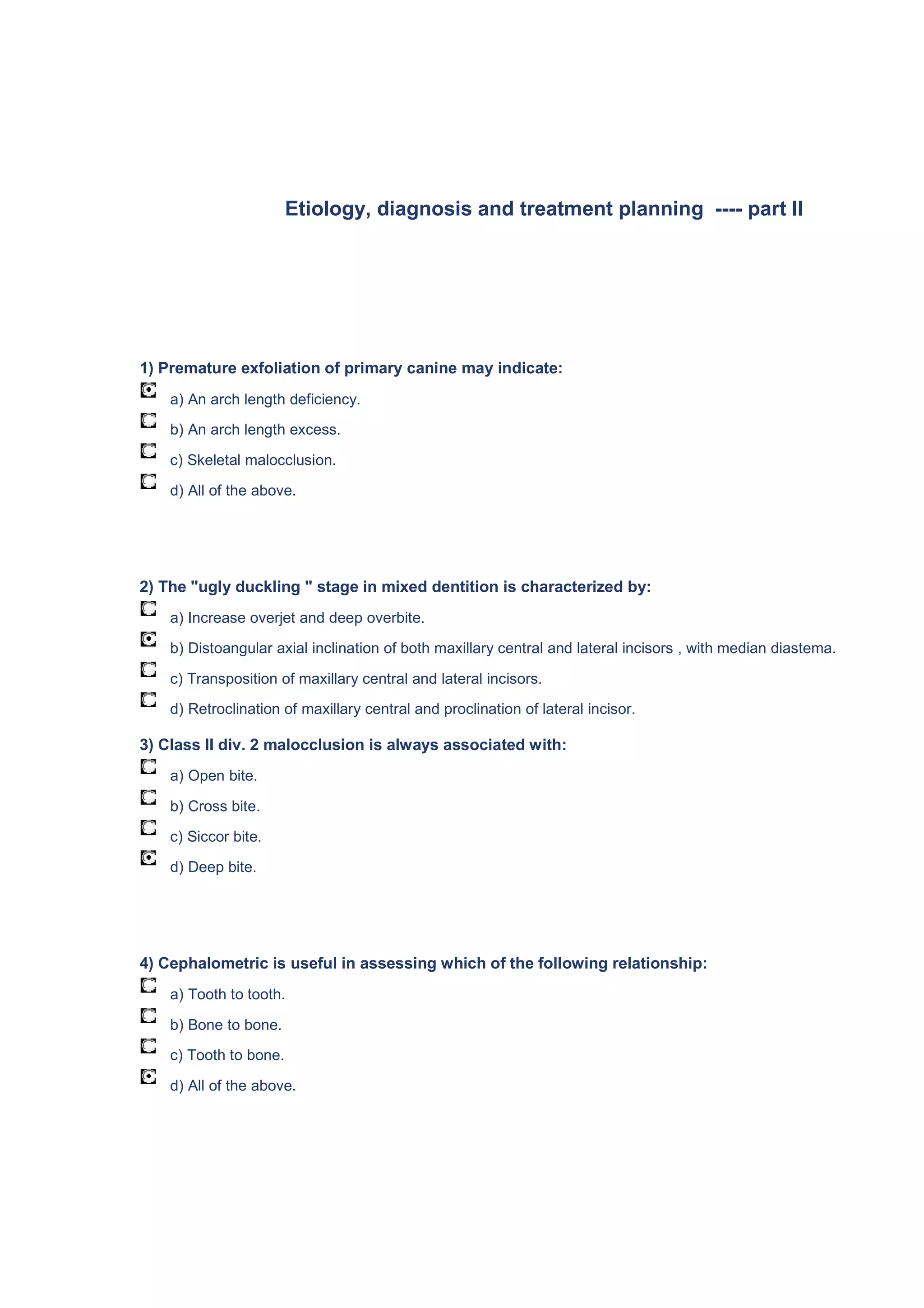 Orthodontics MCQ PDF