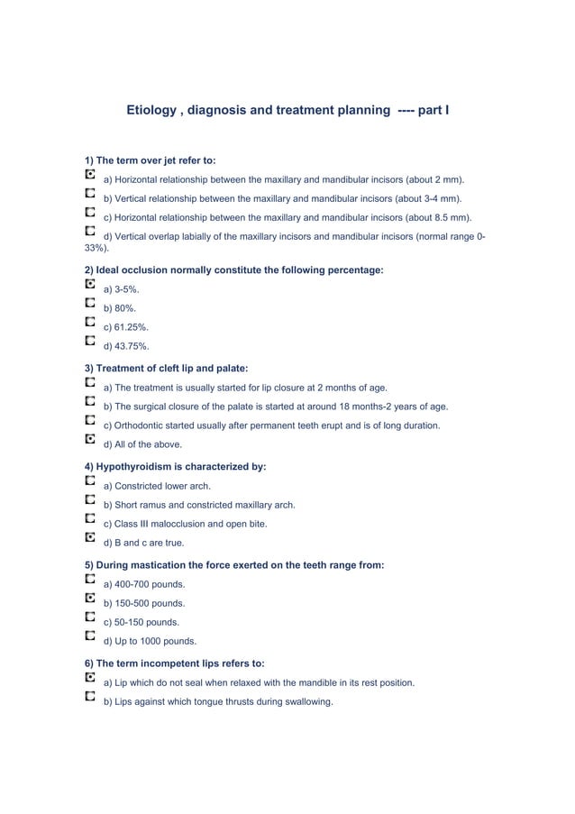 mcq ORTHODONTICS PDF