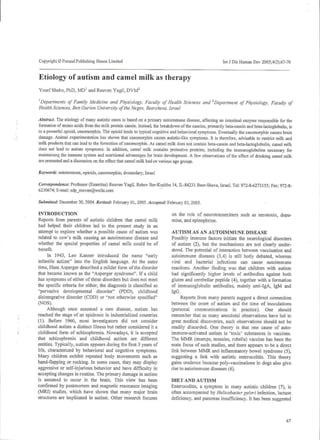 Etiology of autism and camel milk as therapyyagil