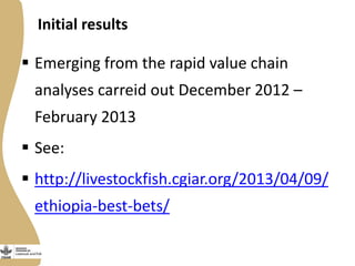 Small Ruminant Value Chain Development in Ethiopia: Initial problem analysis and related interventions
