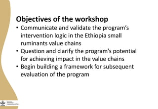 Adapting the Livestock and Fish (L&F) program Impact Pathway(s) to the Ethiopia Small Ruminant Value chains