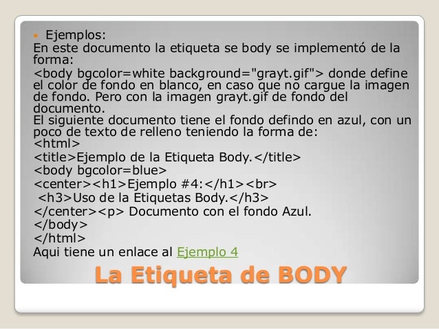 Etiqueta body parametros