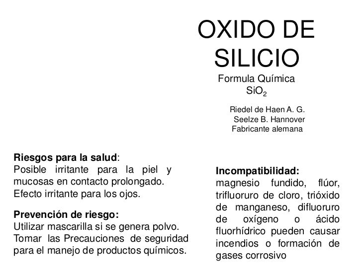 Dioxido De Silicio Hoja De Seguridad