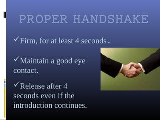 Proper Handshake Instructions.pdf Etiquette(non verbal communication) - recipe for success | PDF
