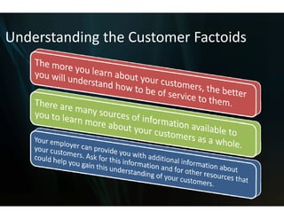 Understanding the Customer Factoids
                   u
Understanding the Cu
                   ustomer Factoids
 