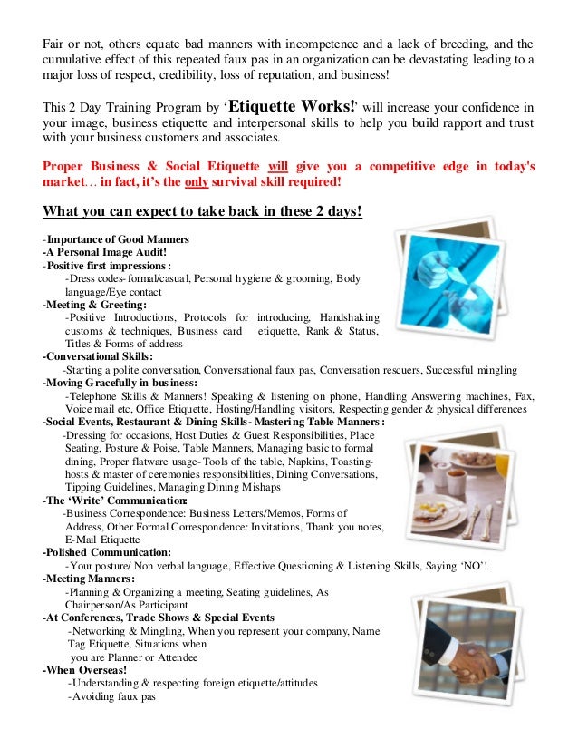 Etiquette & Personal Grooming