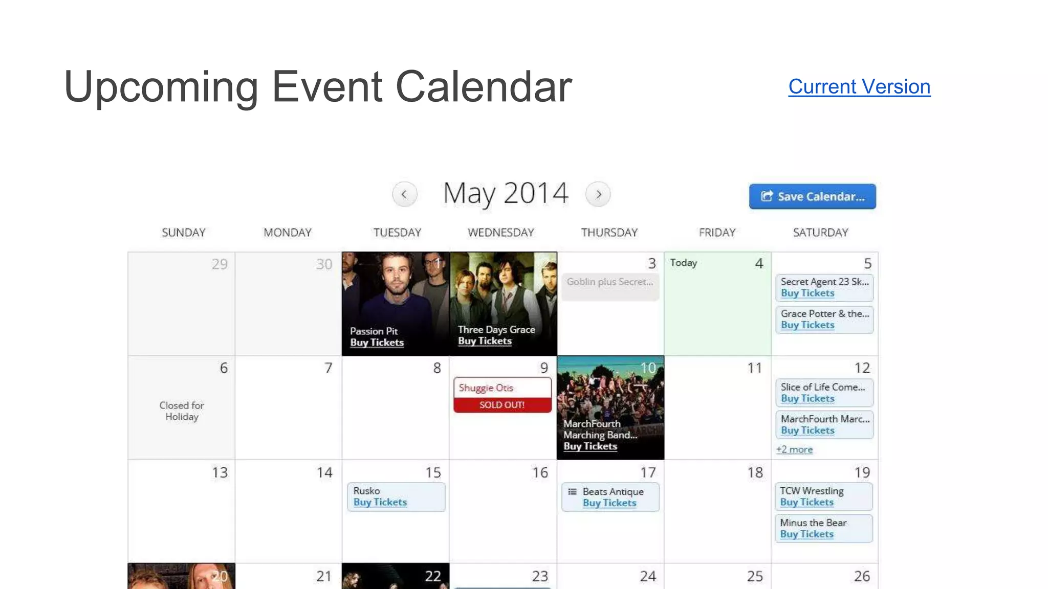 Upcoming Event Calendar Current Version 
 