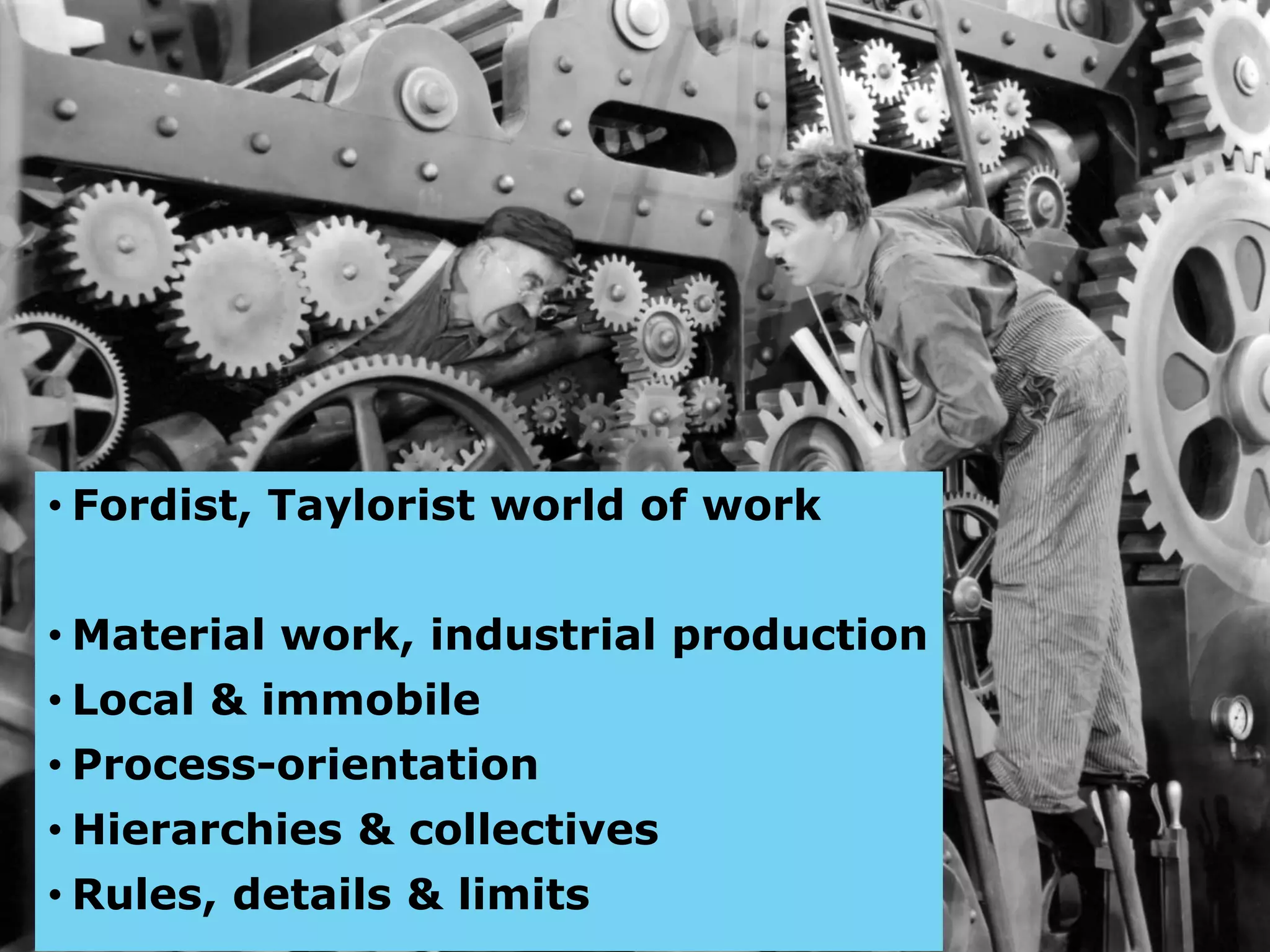 419 May 2017Mikko Kautto Centre for Pensions
• Fordist, Taylorist world of work
• Material work, industrial production
• Local & immobile
• Process-orientation
• Hierarchies & collectives
• Rules, details & limits
 