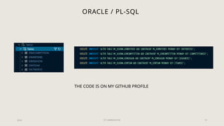 ETL WAREHOUSE 10
ORACLE / PL-SQL
2024
THE CODE IS ON MY GITHUB PROFILE
 