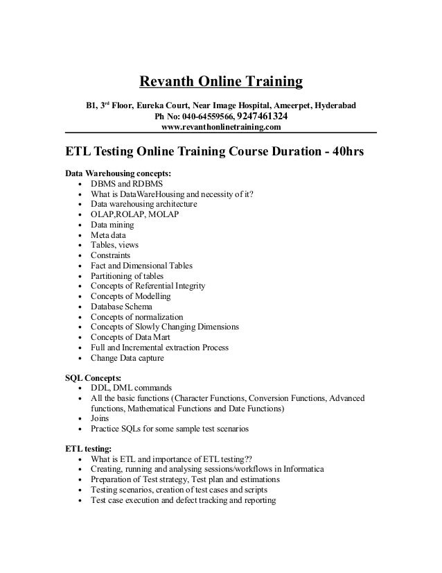 etl testing resume