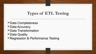 Etl Testing Performance Testing ETL testing training in Hyderabad .pptx. | PPTX