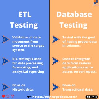ETL Testing Vs Database Testing | PDF
