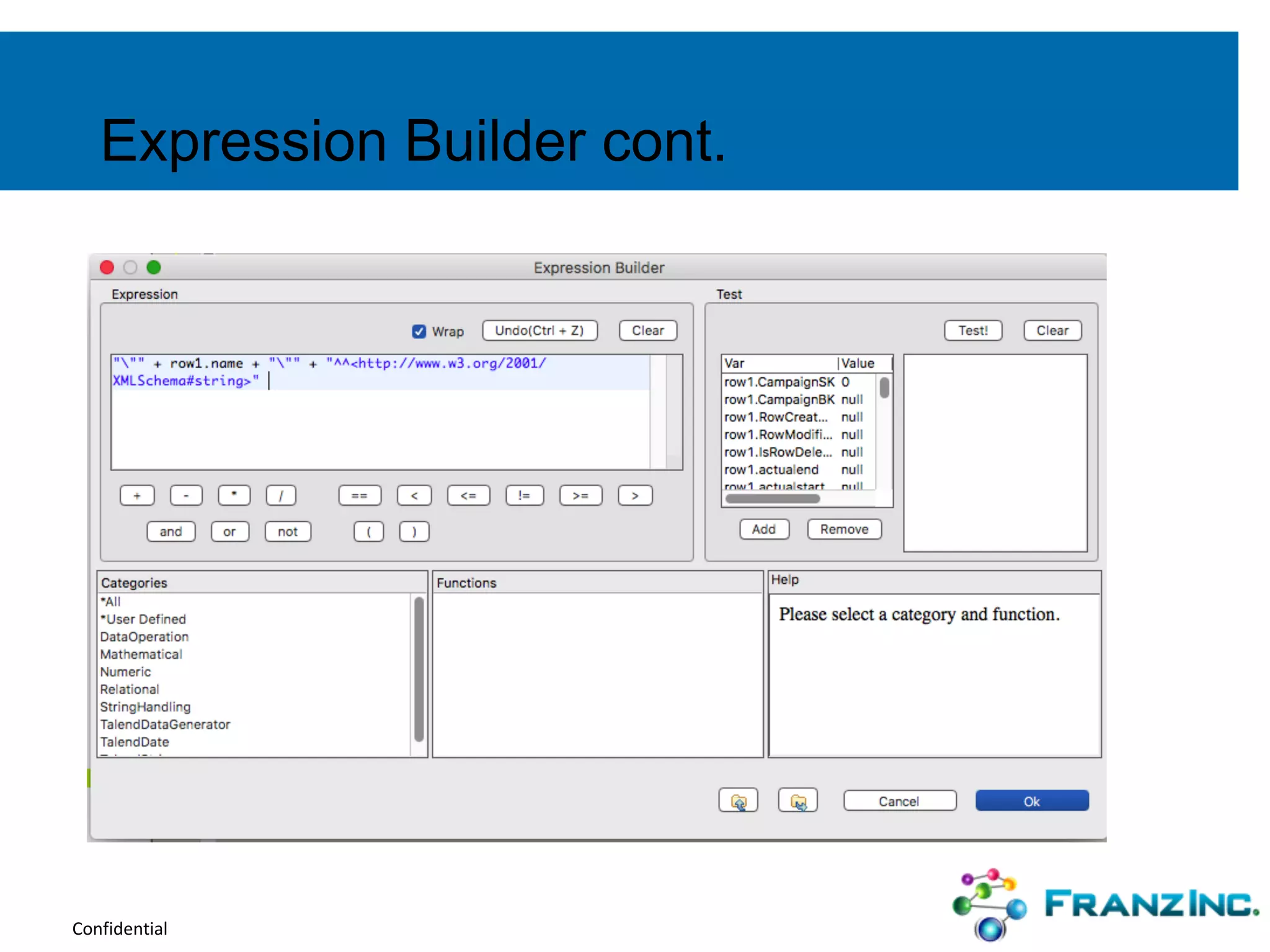 Confidential
Expression Builder cont.
 