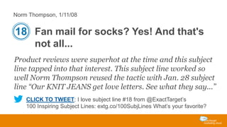 Norm Thompson, 1/11/08

18 Fan mail for socks? Yes! And that's
not all...
Product reviews were superhot at the time and th...