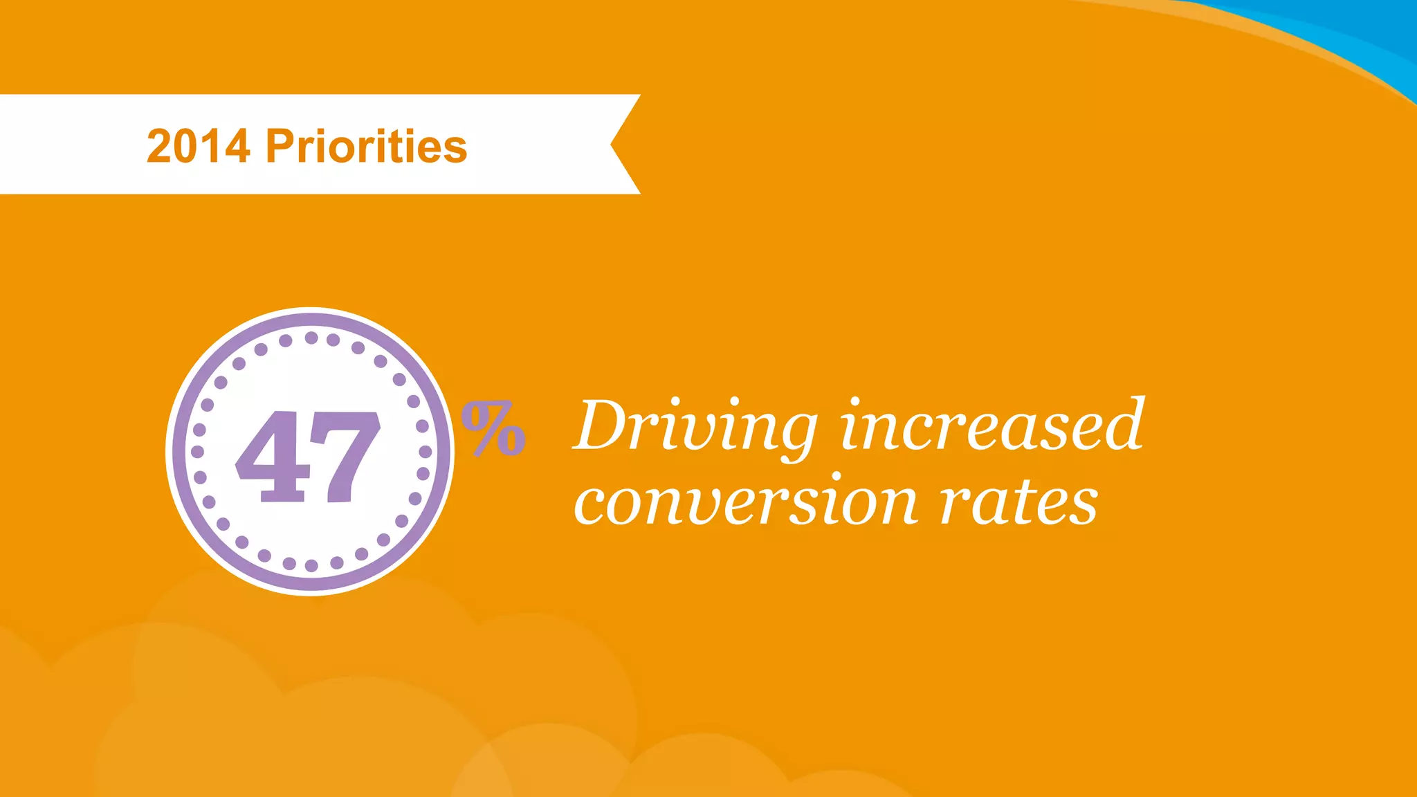 2014 Priorities

47

% Driving increased
conversion rates

 