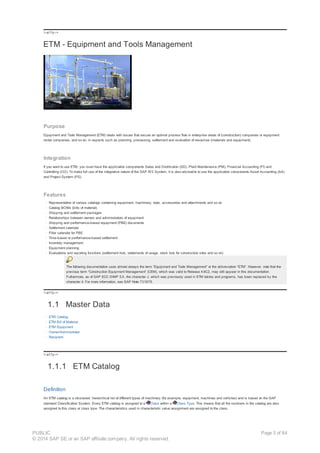 Etm Components Etm equipment and_tools management | PDF
