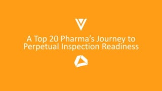 A Top 20 Pharma’s Journey to
Perpetual Inspection Readiness
 