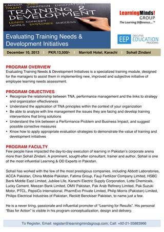Evaluating Training Needs & Development Initiative   Dec 10, 2013 - KHI