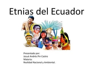 Etnias del Ecuador


   Presentado por:
   Josué Andrés Pin Castro
   Materia:
   Realidad Nacional y Ambiental.
 
