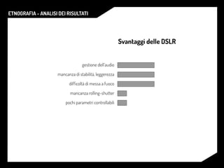 ETNOGRAFIA - ANALISI DEI RISULTATI
Svantaggi delle DSLR
 