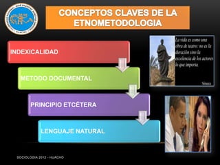 INDEXICALIDAD



  METODO DOCUMENTAL



        PRINCIPIO ETCÉTERA



             LENGUAJE NATURAL



 SOCIOLOGIA 2012 - HUACHO
 